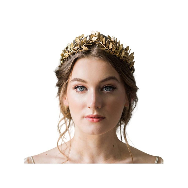 Chmier Bridal Headband Leaf Vine Headband Leaf Crown Leaf Tiara Wedding Headpiece Bridesmaid Prom Festival Hair Accessories for Women(Gold) - Image 1